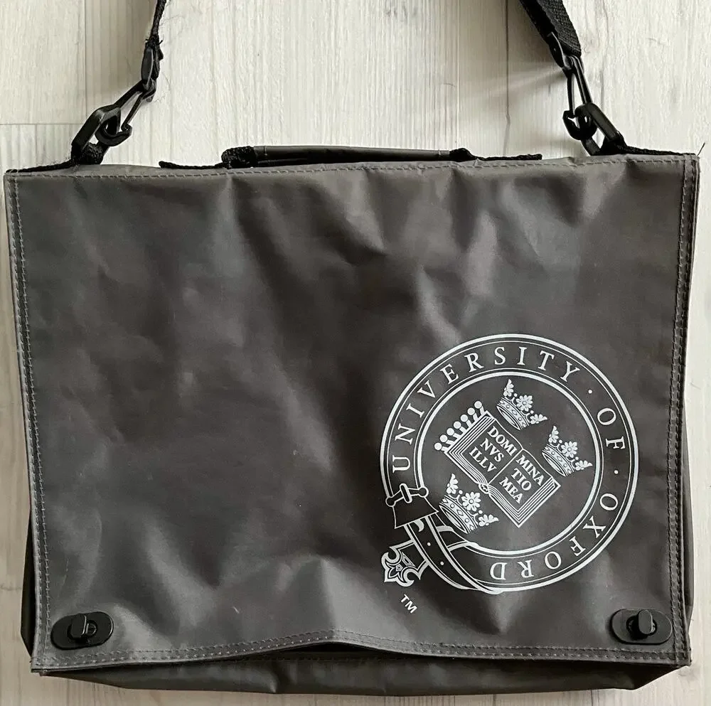 University Of Oxford Black Nylon Messenger Bag With Pockets 12” x 14.5” x 3”